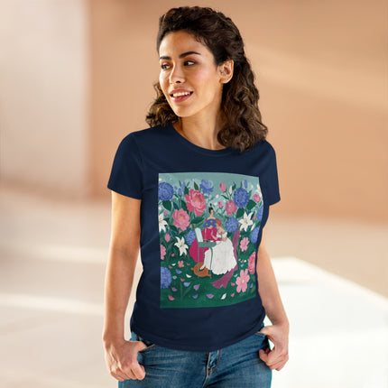 💎🌸 The Lady Of The Jeweled Garden Cotton Tee – Art Deco Floral Elegance