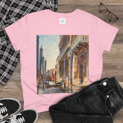 Gondola Moorings on the Grand Canal by John Singer Sargent Women's Midweight Cotton Tee