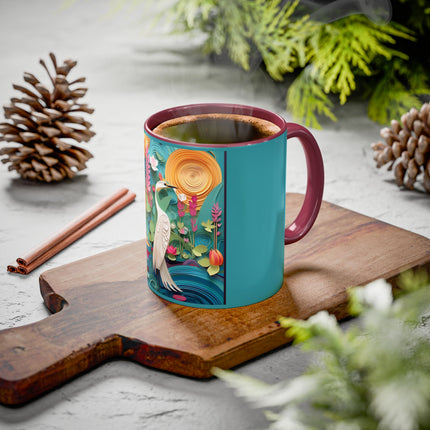 Elegant Egret Oasis Colorful Mugs (11oz, 15oz)