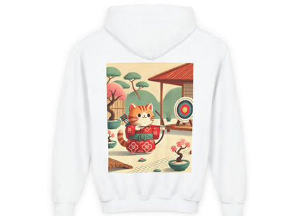 Archer Kitten in the Zen Garden Youth Heavy Blend Hooded Sweatshirt