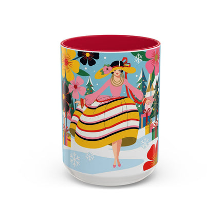 🌼🎄 The Christmas Blossom Belle Colorful Mug – Colorful Art Deco Holiday Fantasy