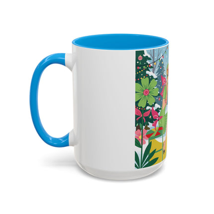 ☕🎄 Christmas Tea In The Snow Garden Colorful Mug – Art Deco Holiday Friendship