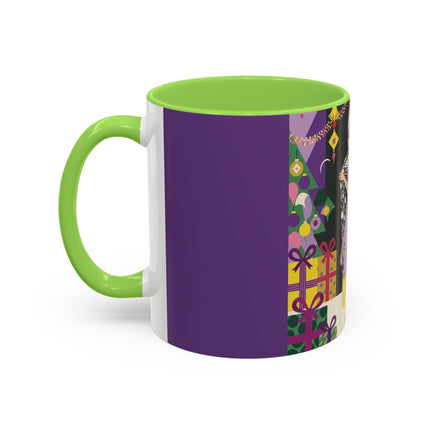 🎁✨ The Lavender Christmas Masquerade Colorful Mug – Art Deco Holiday Fantasy