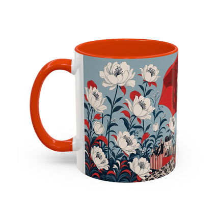 ❤️🌺 The Scarlet Parasol Spectacle Colorful Mug – Art Deco Fashion Elegance