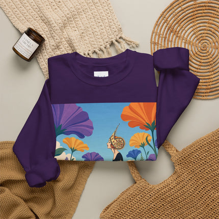 🌺🧡 The Lady Of The Golden Garden Crewneck Sweatshirt – Art Deco Fashion Fantasy