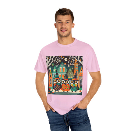 Night of the Trick-or-Treating Owlets Unisex Garment-Dyed T-shirt