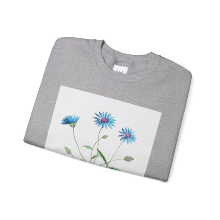 Blue Strawflower by Anselmus Boëtius de Boodt Heavy Blend™ Crewneck Sweatshirt