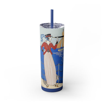 Costume de Yacht by George Barbier Skinny Tumbler with Straw, 20oz
