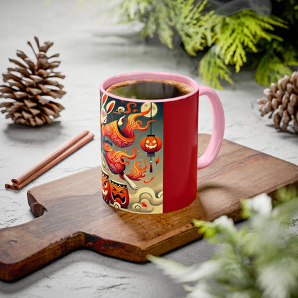 Jack-O’-Lantern Drums & The Kabuki Rabbit Colorful Mugs (11oz, 15oz)