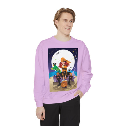 Moonlit Pirate Halloween Unisex Garment-Dyed Sweatshirt