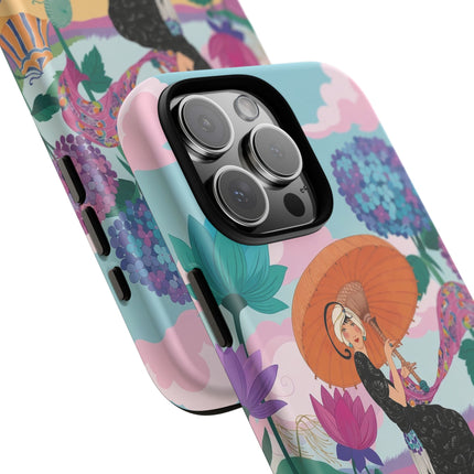 🌊☂️ The Lady Of The Flowered Seashore Phone Case – Art Deco Seaside Fashion