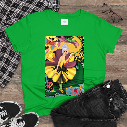 Women's Enchanted Pansy Print Midweight Cotton Tee
