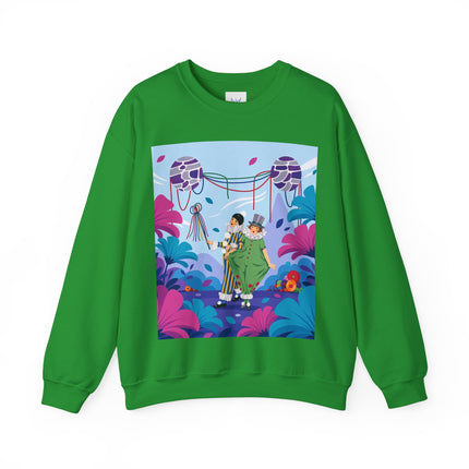🎭🌸 The Garden Masquerade Crewneck Sweatshirt – Art Deco Floral Whimsy