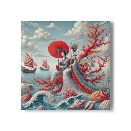 Ladies by the Quiet Sea Ceramic Coaster