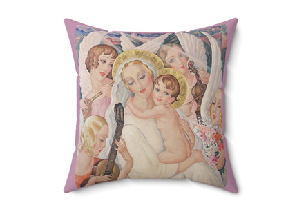 Madonna with Child Surrounded by Musical Angels by Gerda Wegener Spun Polyester Square Pillow