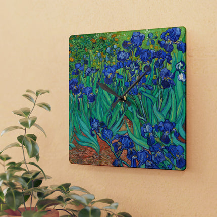 Irises by Vincent Van Gogh Acrylic Wall Clock, Round and Square