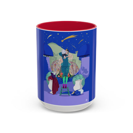Wishes Beneath the Comet Sky Colorful Mug (11oz, 15oz) – Celestial Magic, Art Deco Elegance & Dreamy Wonder