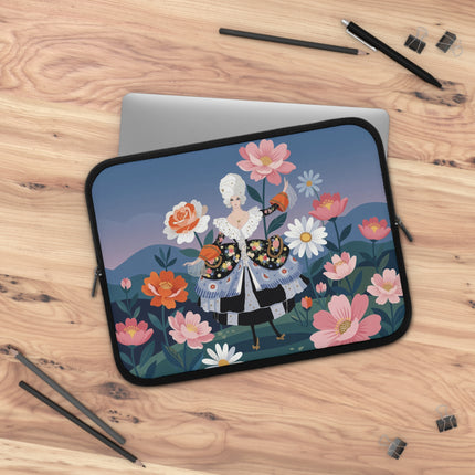 🌺🎭 The Lady Of The Grand Floral Masquerade Laptop Sleeve – Art Deco Garden Elegance