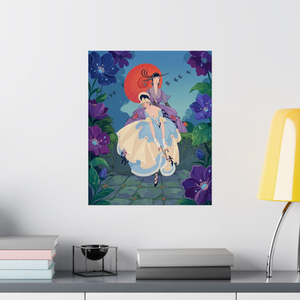 🌂💜 The Ladies Of The Violet Garden Matte Vertical Poster – Art Deco Floral Elegance