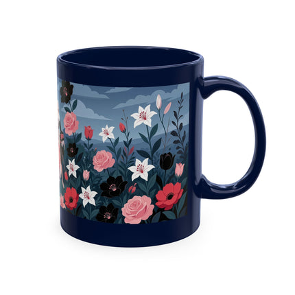🌹🖤 The Lady Of The Midnight Rose Garden Ceramic Mug – Art Deco Floral Elegance