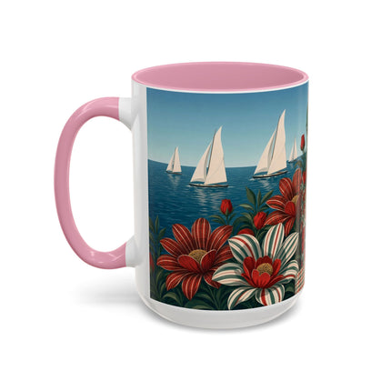 ⛵🌹 The Seaside Rose Traveler Colorful Mug – Art Deco Floral Elegance