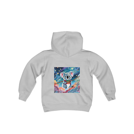 Cute Koala Youth Hooded Sweatshirt – Dreamy Skies & Whimsical Wonder