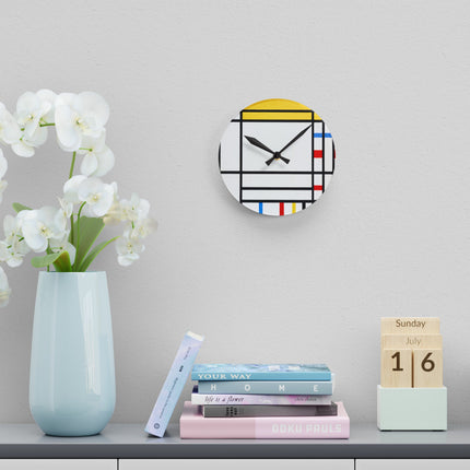 Place de la Concorde by Piet Mondrian Acrylic Wall Clock, Round and Square