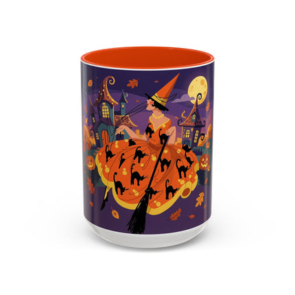 🐈‍⬛🎃 The Black Cat Witch Of Pumpkin Manor Colorful Mug – Whimsical Halloween Charm