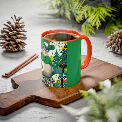 🍀🎄 The Emerald Holly Christmas Colorful Mug – Art Deco Holiday Elegance
