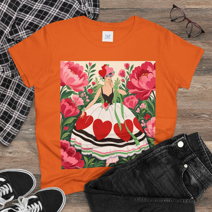 ❤️🌸 The Heart Garden Cotton Tee – Art Deco Floral Romance