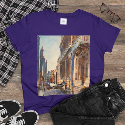 Gondola Moorings on the Grand Canal by John Singer Sargent Women's Midweight Cotton Tee