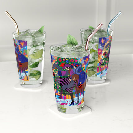 🎄✨ Christmas Among The Twinkling Trees Pint Glass – Art Deco Holiday Fantasy
