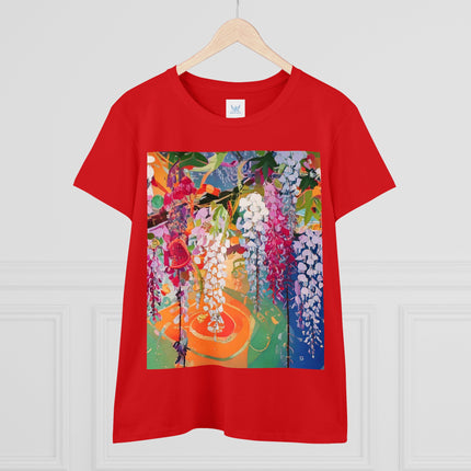 Women's Golden Wisteria Print Midweight Cotton Tee