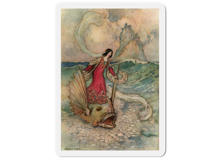 Rita Rides on the Dolphin by Warwick Goble Die-Cut Magnets (5 Sizes)
