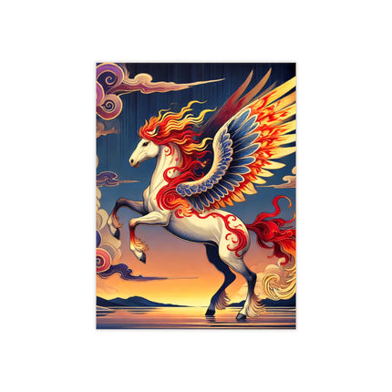 Flame-Winged Horse at Sunset Ceramic Tile