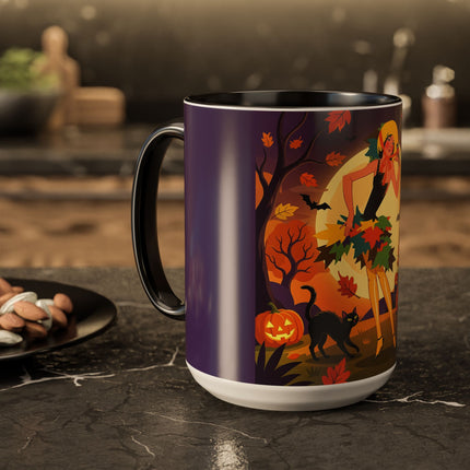 🌕🍂 Autumn Song Beneath The Harvest Moon Colorful Mug – Whimsical Halloween Charm