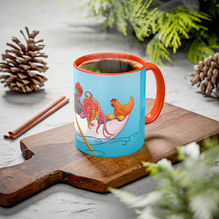A Rooster's Seafaring Adventure Colorful Mugs, 11oz