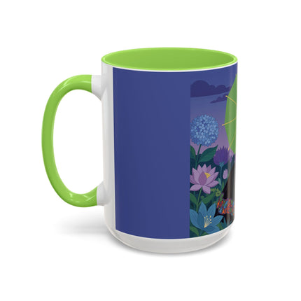 The Lady Of The Moonlit Needlework Colorful Mugs – Art Deco Crafting Elegance