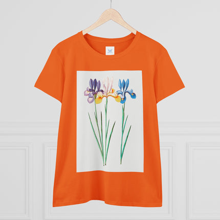 Women's Blue Iris Print Midweight Cotton Tee
