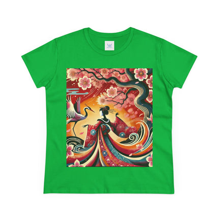 Fairy and Stork Beneath the Cherry Blossoms Cotton Tee