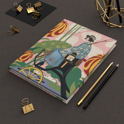 🌷🚕 The Lady Of The Enchanted Flower Garden Taxi Hardcover Journal – Art Deco Floral Whimsy