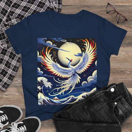 Majestic White Crane Cotton Tee
