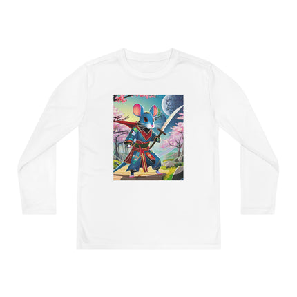 Cyber Samurai Rat Youth Long Sleeve Competitor Tee – Neon Warriors & Futuristic Adventure