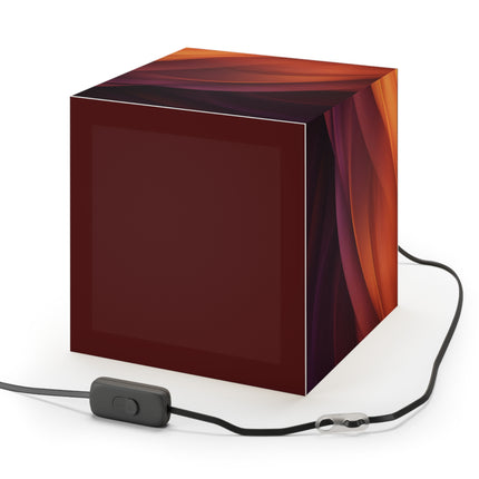 Wave Pattern with Intertwined Hues of Orange, Rose, Maroon, and Purple Light Cube Lamp
