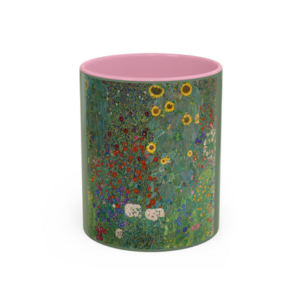 Farm Garden with Sunflowers by Gustav Klimt Colorful Mugs (11oz, 15oz)
