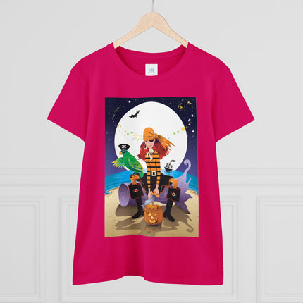 Moonlit Pirate Halloween Women's Midweight Cotton Tee
