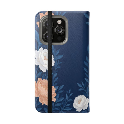 🌙🌸 The Lady Of The Moonlit Flowers Flip Case – Art Deco Floral Reverie