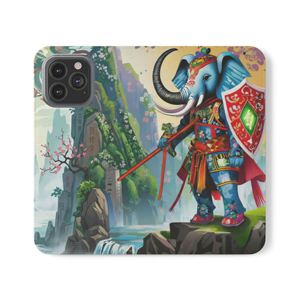 🐘⚔️ Cyberpunk Elephant Samurai Flip Case – Ancient Wisdom & Neon Power