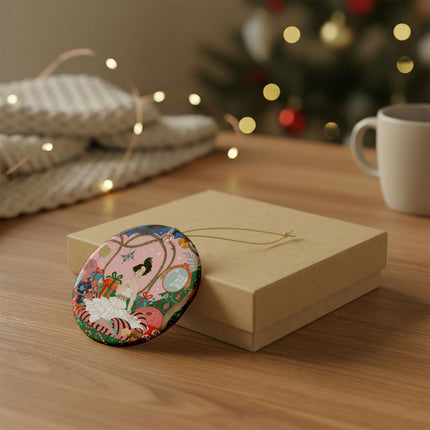 🎀🎄 Christmas Morning In The Rose Parlor Ceramic Ornament – Art Deco Holiday Fantasy