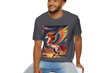 Flame-Winged Horse at Sunset Unisex Softstyle T-Shirt